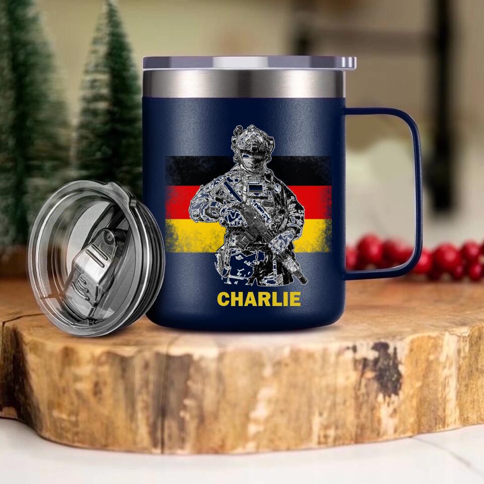 Personalized German Veteran/Soldier Laser Handle Cup Printed 22NOV-HY07