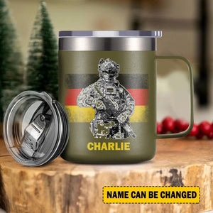 Personalized German Veteran/Soldier Laser Handle Cup Printed 22NOV-HY07