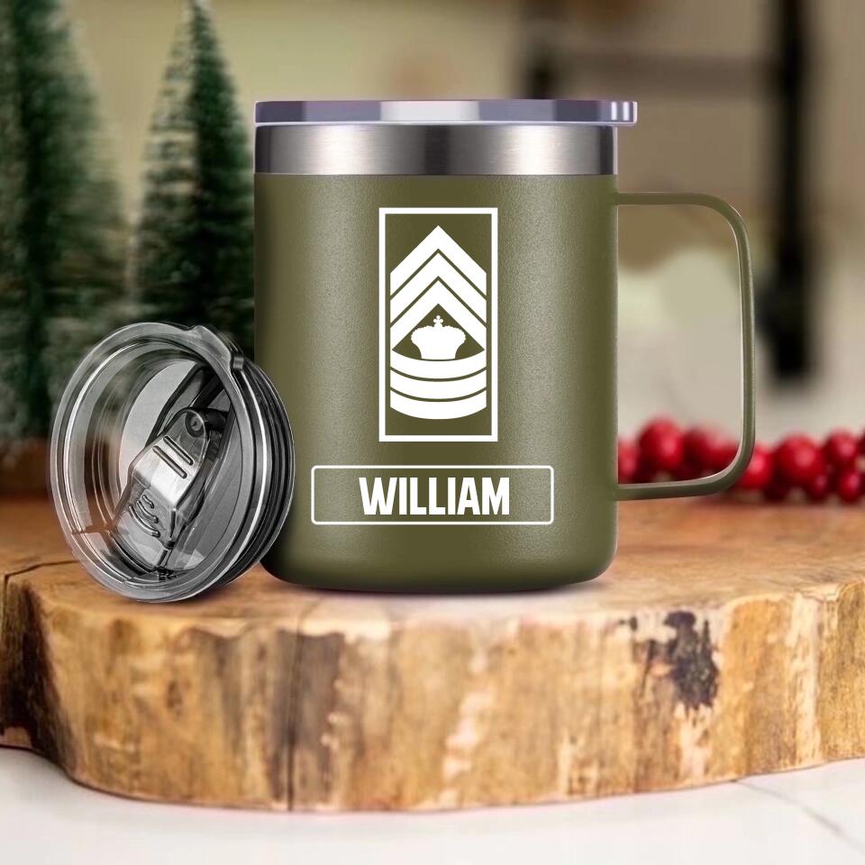 Personalized Danish Veteran/Soldier Laser Handle Cup Printed 22NOV-HY08