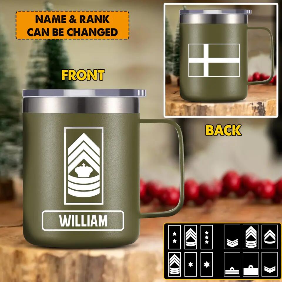 Personalized Danish Veteran/Soldier Laser Handle Cup Printed 22NOV-HY08