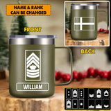 Personalized Danish Veteran/Soldier Laser Handle Cup Printed 22NOV-HY08