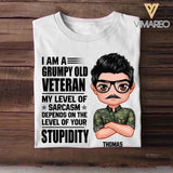 Personalized I'm A Canadian Grumpy Old Veteran My Level Of Sarcasm Depends On Your Level Of Stupid Tshirt Printed NOV22-DT08