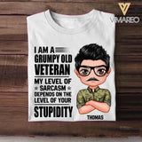 Personalized I'm An Australian Grumpy Old Veteran My Level Of Sarcasm Depends On Your Level Of Stupid Tshirt Printed NOV22-DT08