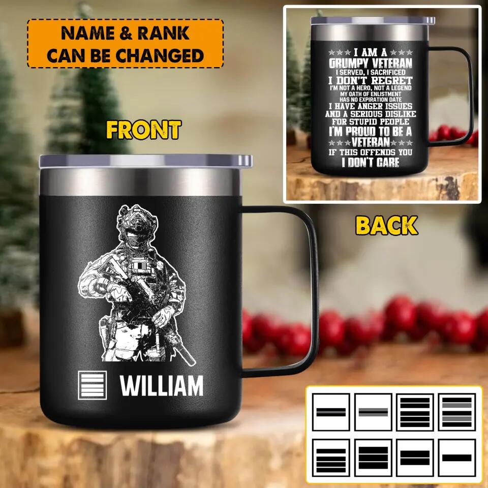 Personalized I Am A French Veteran I'm Proud To Be A Veteran Laser Handle Cup Printed 22NOV-HY08