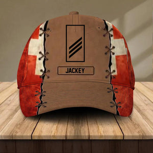 Personalized Swiss Veteran/ Solider Flag Rank Peaked Cap 3D Printed 22NOV-HQ08