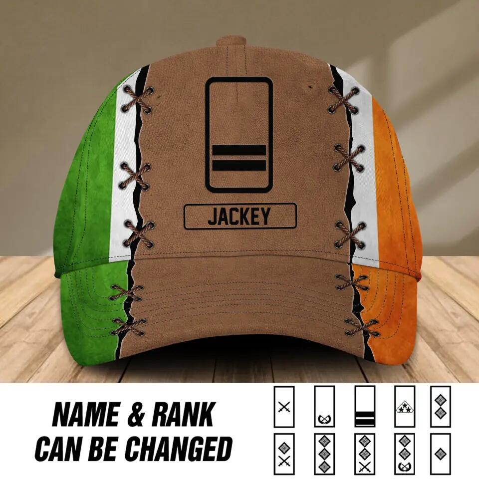 Personalized Irish Veteran/ Solider Flag Rank Peaked Cap 3D Printed 22NOV-HQ08