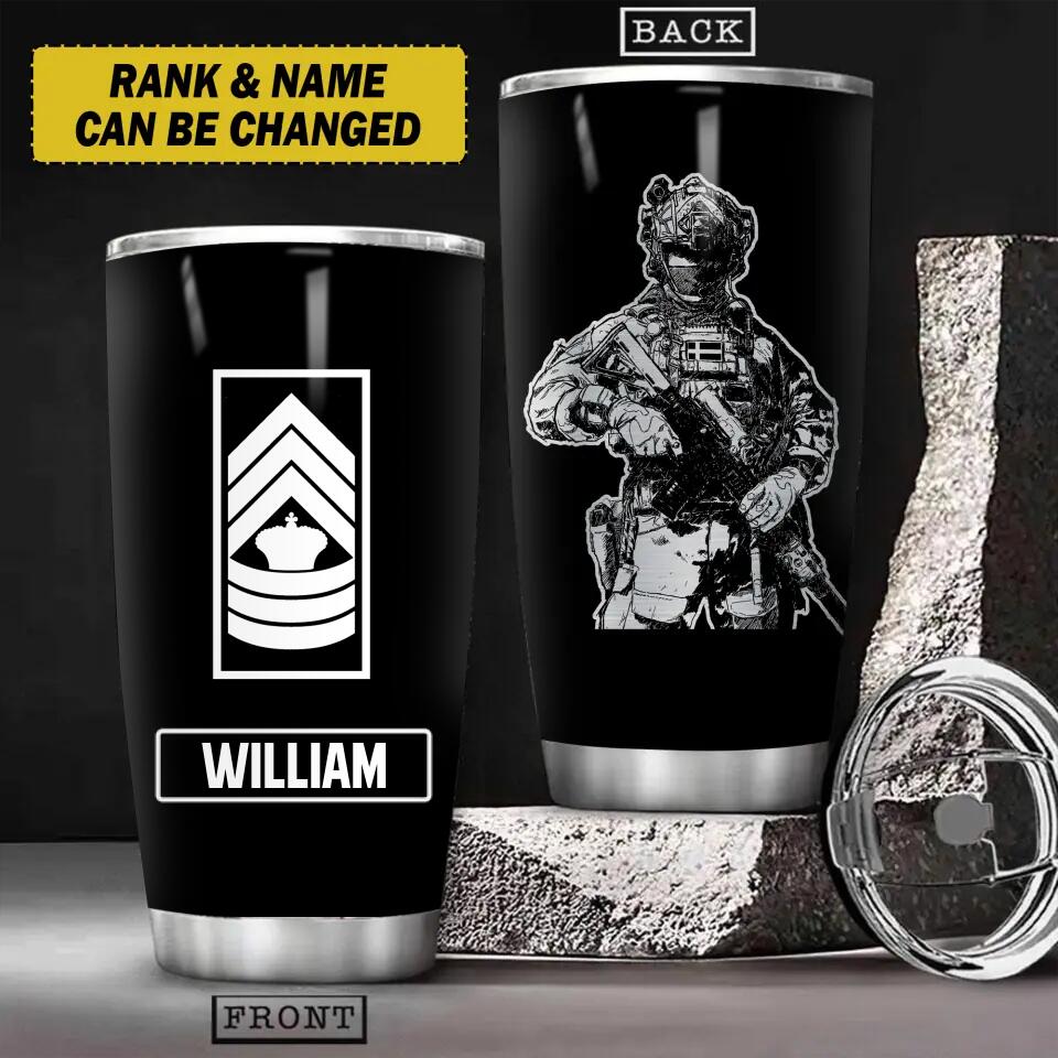 Personalized Danish Veteran/ Solider Rank Tumbler Printed 22NOV-HY08
