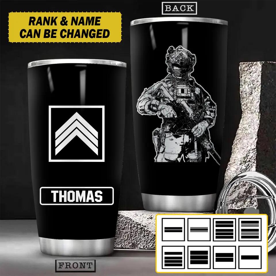 Personalized French Veteran/ Solider Rank Tumbler Printed 22NOV-HY08