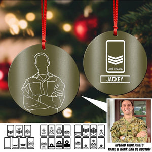 Personalized Australian soldier image art & Rank Ornament Printed QTHQ0911