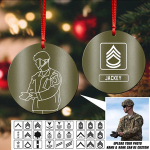 Personalized US soldier image art & Rank Ornament Printed QTHQ0911