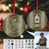 Personalized US soldier image art & Rank Ornament Printed QTHQ0911