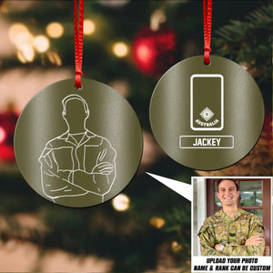 Personalized Australian soldier image art & Rank Ornament Printed QTHQ0911