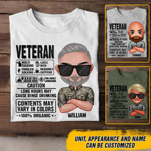Personalized Us Veteran Contents May Vary In Colors Tshirt Printed NOV22-DT09