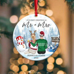 Personalized Our First Christmas As Mr and Mrs Christmas Acrylic/Plastic Ornament Printed QTDT0911