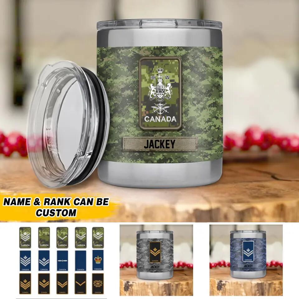 Personalized Canadian Solider/ Veteran Rank Camo 3D Printed Rambler 10oz Lowball 22NOV-HQ09
