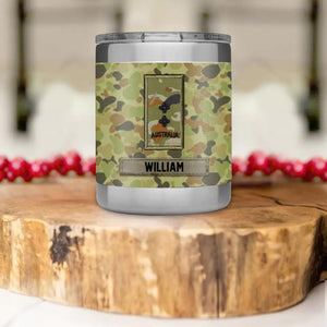 Personalized Australian Solider/ Veteran Rank Camo 3D Printed Rambler 10oz Lowball 22NOV-HQ09