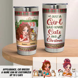 Personalized Just A Girl Who Loves Cats And Christmas Tumbler Printed QTDT1011