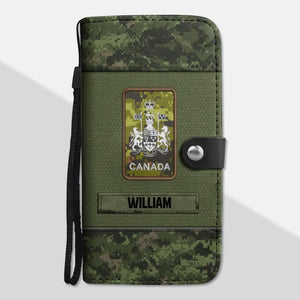Personalized Canadian Solider/ Veteran Rank Camo Phone Leather Wallet 22NOV-HY09
