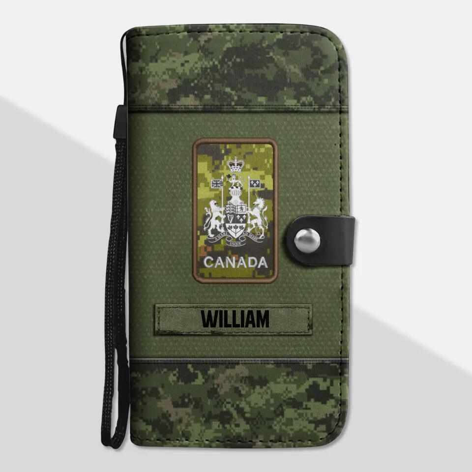 Personalized Canadian Solider/ Veteran Rank Camo Phone Leather Wallet 22NOV-HY09