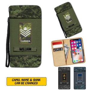 Personalized Canadian Solider/ Veteran Rank Camo Phone Leather Wallet 22NOV-HY09