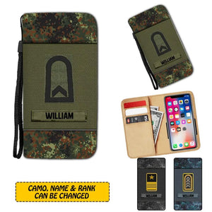Personalized German Solider/ Veteran Rank Camo Phone Leather Wallet 22NOV-HY09
