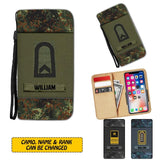 Personalized German Solider/ Veteran Rank Camo Phone Leather Wallet 22NOV-HY09