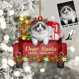 Personalized Cat Red Truck Dear Santa Define Naughty Ornament Printed QTDT1011