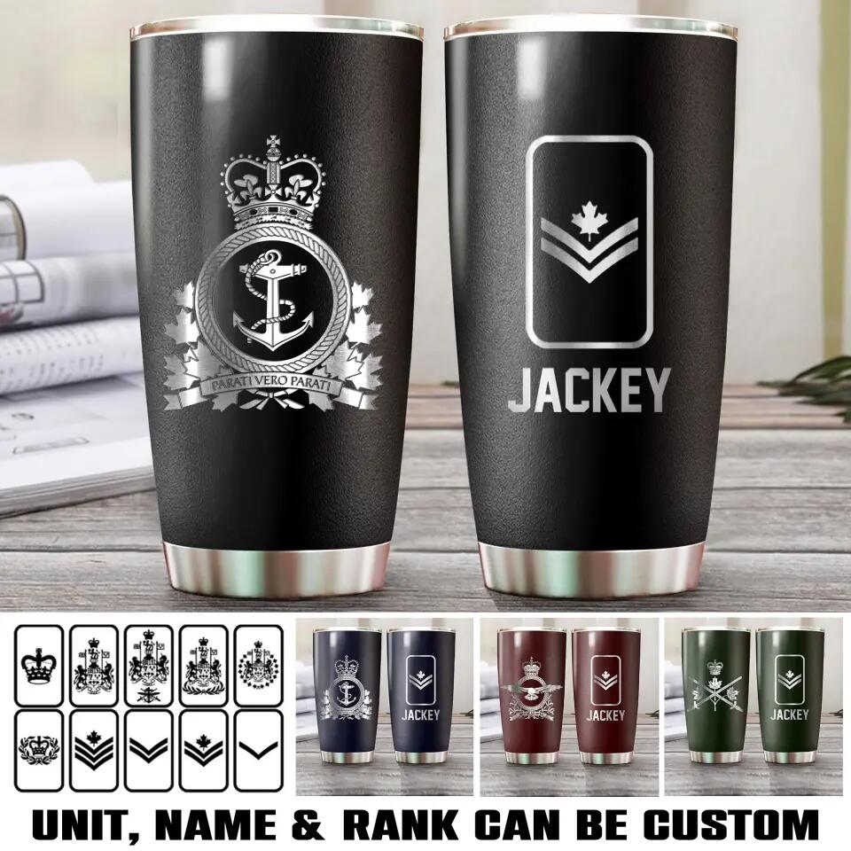 Personalized Canadian Solider/ Veteran Rank Name Tumbler Printed 22NOV-HQ10