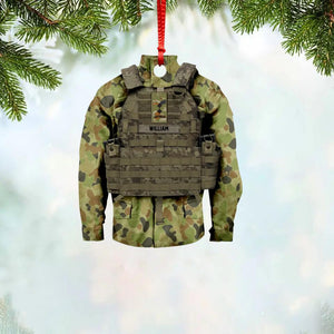 Personalized Australian Solider/ Veteran Uniform Camo Rank Wood Ornament Printed 22NOV-HQ10