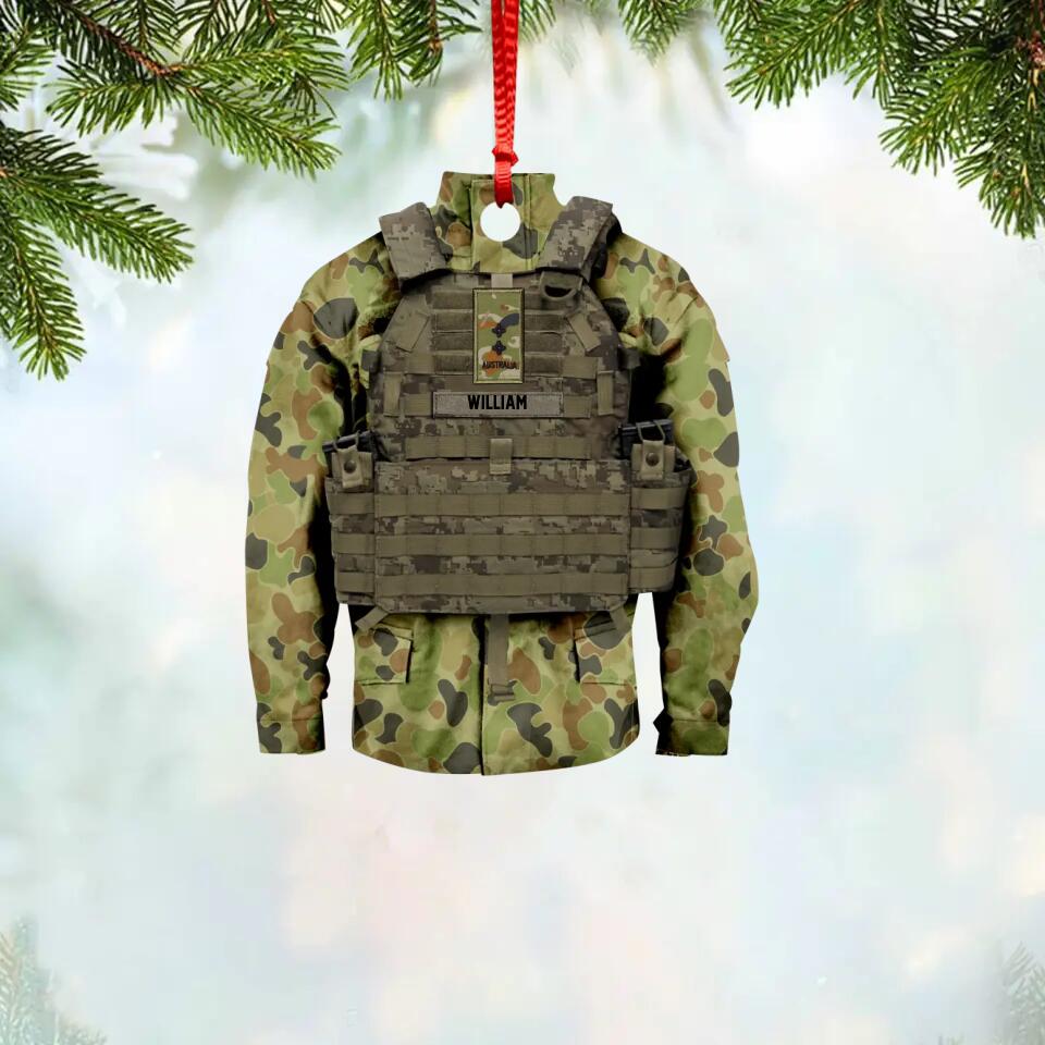 Personalized Australian Solider/ Veteran Uniform Camo Rank Wood Ornament Printed 22NOV-HQ10