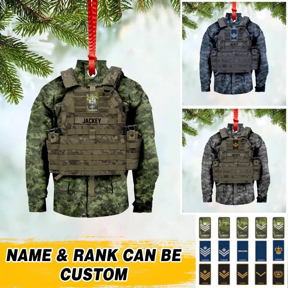 Personalized Canadian Solider/ Veteran Uniform Camo Rank Wood Ornament Printed 22NOV-HQ10