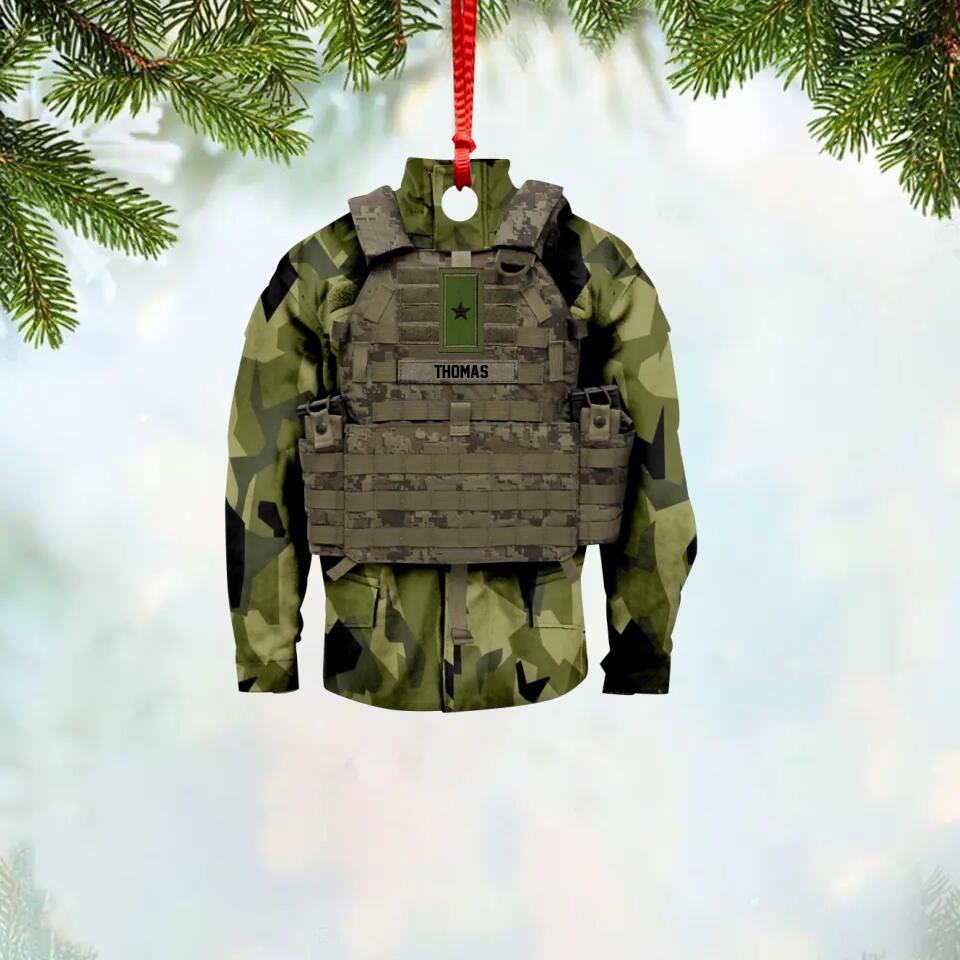 Personalized Sweden Solider/ Veteran Uniform Camo Rank Wood Ornament Printed 22NOV-HQ10