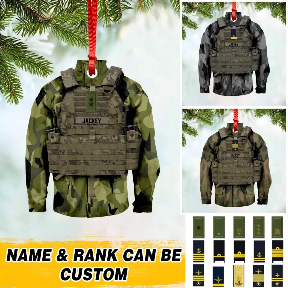 Personalized Sweden Solider/ Veteran Uniform Camo Rank Wood Ornament Printed 22NOV-HQ10