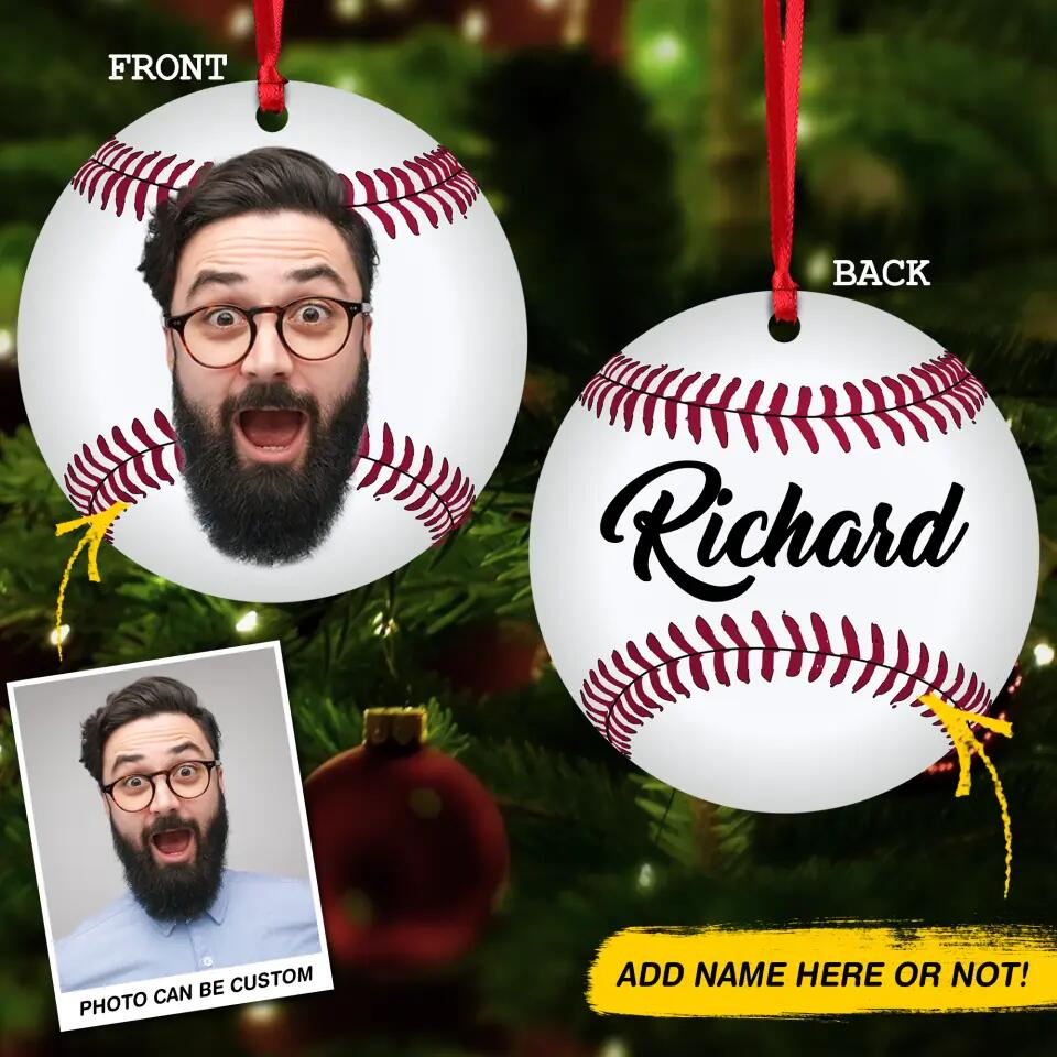 Personalized Your Image Funny Head Baseball Acrylic/Plastic Ornament Printed QTDT1111