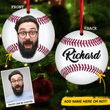 Personalized Your Image Funny Head Baseball Acrylic/Plastic Ornament Printed QTDT1111