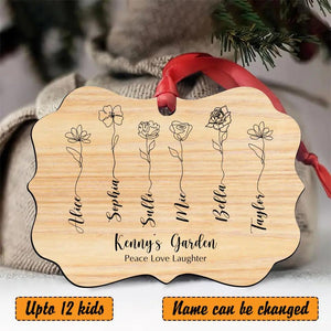 Personalized Garden Flower With Kid Name Wood Ornament Printed QTHY1111