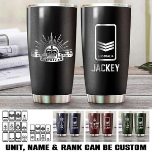 Personalized Australian Solider/ Veteran Rank Name Tumbler Printed 22NOV-HQ10