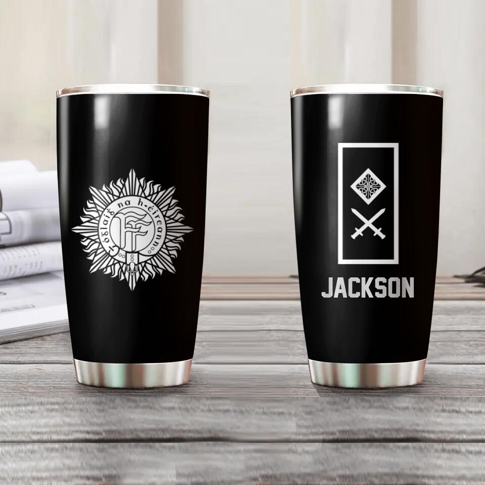 Personalized Irish Solider/ Veteran Rank Name Tumbler Printed 22NOV-HQ10