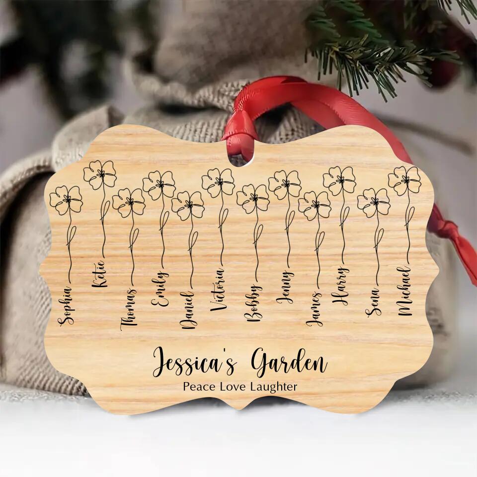Personalized Garden Flower With Kid Name Wood Ornament Printed QTHY1111