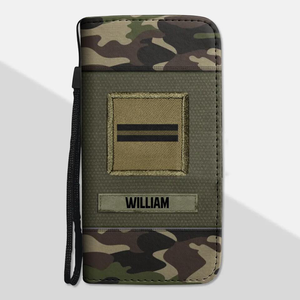 Personalized French Solider/ Veteran Rank Camo Phone Leather Wallet 22NOV-HY11