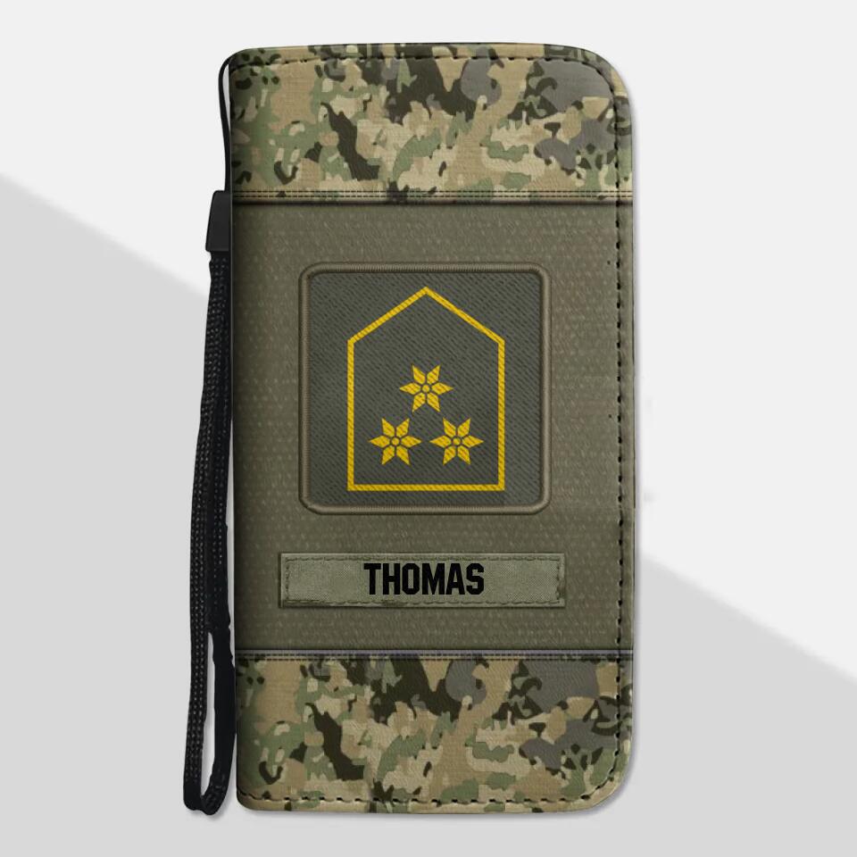 Personalized Austrian Solider/ Veteran Rank Camo Phone Leather Wallet 22NOV-HY11