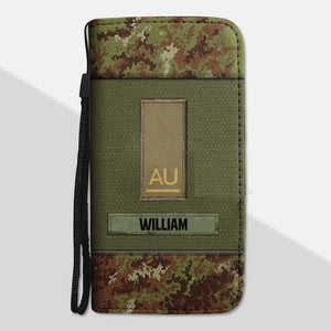 Personalized Italian Solider/ Veteran Rank Camo Phone Leather Wallet 22NOV-HY11