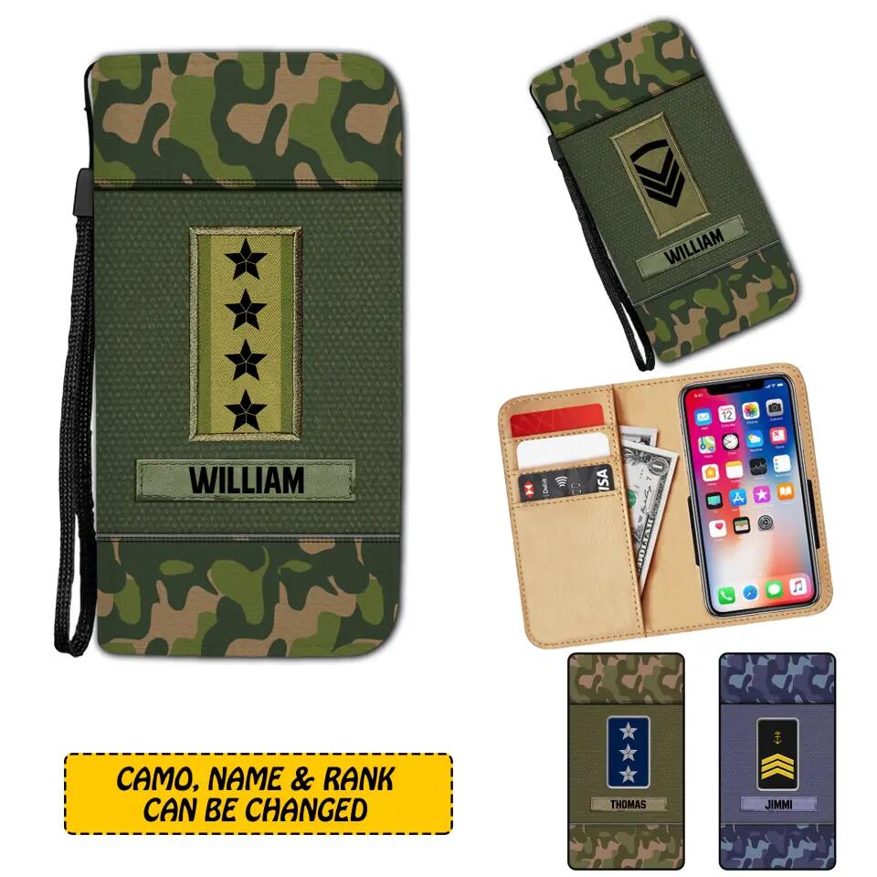 Personalized Norwegian Solider/ Veteran Rank Camo Phone Leather Wallet 22NOV-HY11