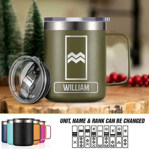 Personalized Irish Veteran/Soldier Rank Laser Handle Cup Printed 22NOV-DT11