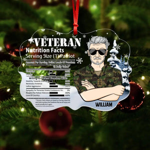 Personalized Swiss Veteran Nutrition Facts Christmas Acrylic/Plastic Ornament Printed 22NOV-DT11