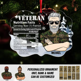 Personalized Swiss Veteran Nutrition Facts Christmas Acrylic/Plastic Ornament Printed 22NOV-DT11