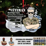 Personalized UK Veteran Nutrition Facts Christmas Acrylic/Plastic Ornament Printed 22NOV-DT11