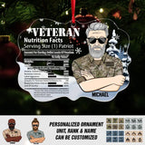 Personalized US Veteran Nutrition Facts Christmas Acrylic/Plastic Ornament Printed 22NOV-DT11
