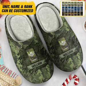 PERSONALIZED CANADIAN VETERAN/SOLDIER RANK PRINTED FLEECE SLIPPER 22NOV-DT12