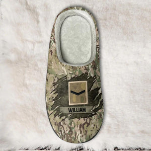 PERSONALIZED UK VETERAN/SOLDIER RANK PRINTED FLEECE SLIPPER 22NOV-DT12